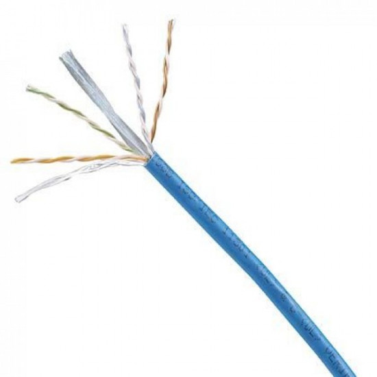 Category 6, PVC (CM), 4Pair, U/UTP, 24AWG Copper Cable, Blue jacket